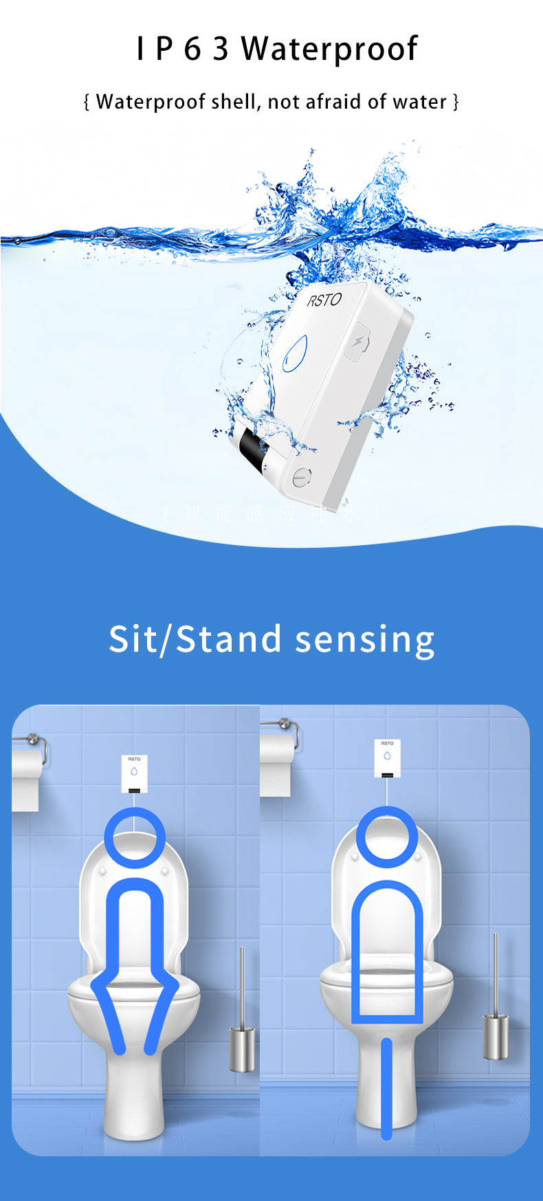 Touchless Toilet Flusher Infrared Sensor Toilet Flusher Kit, USB Charging 7500mAh Battery Capacity for Home and Public Use
