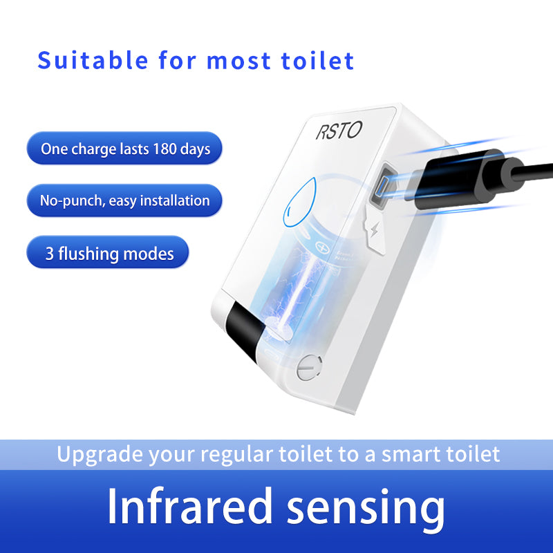 Touchless Toilet Flusher Infrared Sensor Toilet Flusher Kit, USB Charging 7500mAh Battery Capacity for Home and Public Use