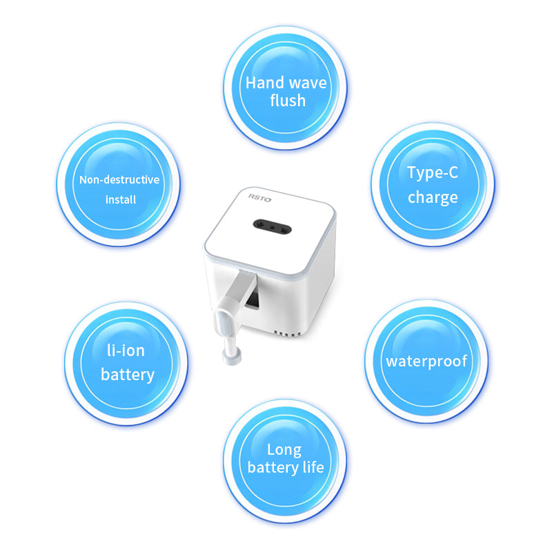 VIP-SLF-GY Automatic Toilet Flush Sensor Touchless Toilet Flush Kit Type-C Charging DIY Easy Installation