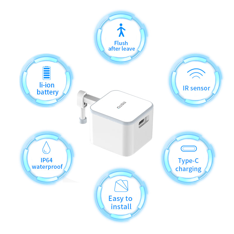 VIP-SLF-RT Automatic Toilet Flush Sensor Touchless Toilet Flush Kit Type C charging DIY easy install.